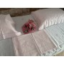 Lenzuola Bellavia puro cotone percalle con ricamo Punto Pieno a mano colore Rosa