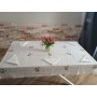 Elegante Tovaglia x6 misto lino con ricamo punto pieno a mano 135x175 cm