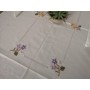 Elegante Tovaglia x6 misto lino con ricamo punto pieno a mano 135x175 cm