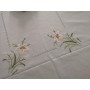 Elegante Tovaglia x6 misto lino con ricamo punto pieno a mano 135x175 cm