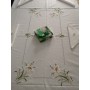 Elegante Tovaglia x6 misto lino con ricamo punto pieno a mano 135x175 cm