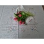 Tovaglia x12 Misto lino (70%Lino E 30%Cotone) ricamo punto pieno Fiori a mano