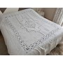 Copriletto puro lino con ricamo Intaglio e punto pieno a mano Bedspread handmade