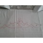 Spettacolare Lenzuolo Cotone Percalle ricamo Punto Pieno a mano Sheet handmade