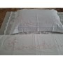 Spettacolare Lenzuolo Cotone Percalle ricamo Punto Pieno a mano Sheet handmade