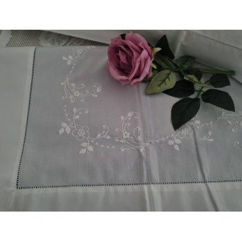 Spettacolare Lenzuolo Cotone Percalle ricamo Punto Pieno a mano Sheet handmade