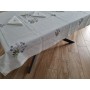 Elegante Tovaglia misto lino con ricamo a mano 135x175 cm 6 posti