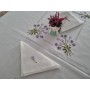 Elegante Tovaglia misto lino con ricamo a mano 135x175 cm 6 posti